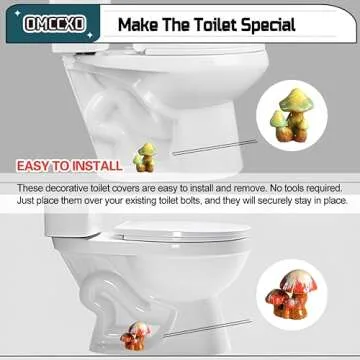 2Pack Mushroom Toilet Bolt Caps,Toilet Bolt Covers Decorative,Fun Ceramics Mushroom Toilet Bolt Covers，Universal Toilet Bolt Caps Toilet Caps for Bottom of Toilet (Mushrooms)