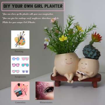 Dolkgy Unique Head Planter Pots for Indoor Outdoor