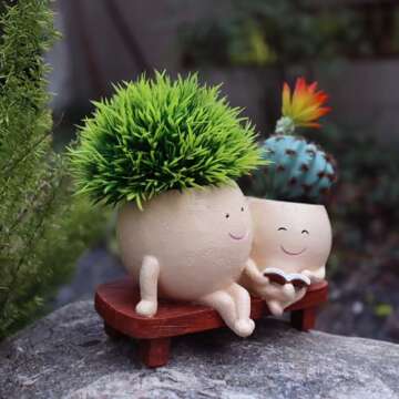 Dolkgy Unique Head Planter Pots for Indoor Outdoor