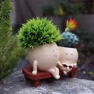 Dolkgy Unique Head Planter Pots for Indoor Outdoor