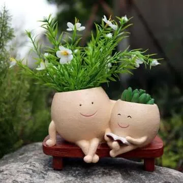Dolkgy Unique Head Planter Pots for Indoor Outdoor