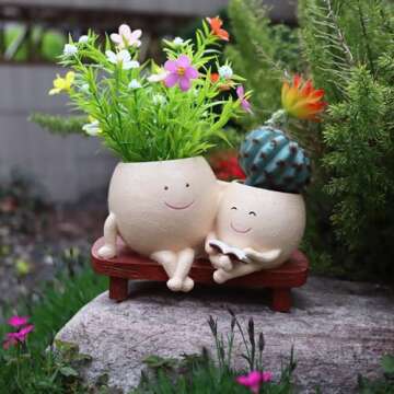 Dolkgy Unique Head Planter Pots for Indoor Outdoor