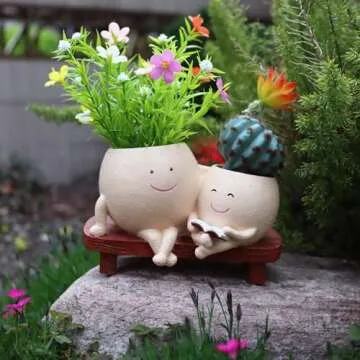 Dolkgy Unique Head Planter Pots for Indoor Outdoor