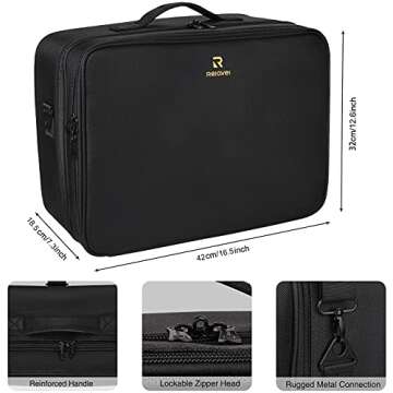 Extra-large Makeup Case, a Must for Double-layer Travel, a Storage Case for Professional Makeup Artists to Put Cosmetics, with Adjustable Partitions and Support
