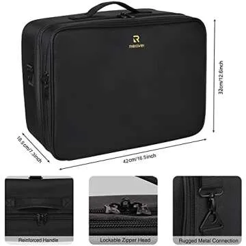 Extra-large Makeup Case, a Must for Double-layer Travel, a Storage Case for Professional Makeup Artists to Put Cosmetics, with Adjustable Partitions and Support