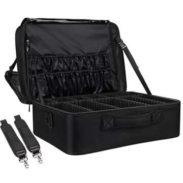 Extra-large Makeup Case, a Must for Double-layer Travel, a Storage Case for Professional Makeup Artists to Put Cosmetics, with Adjustable Partitions and Support