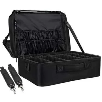 Extra-large Makeup Case, a Must for Double-layer Travel, a Storage Case for Professional Makeup Artists to Put Cosmetics, with Adjustable Partitions and Support