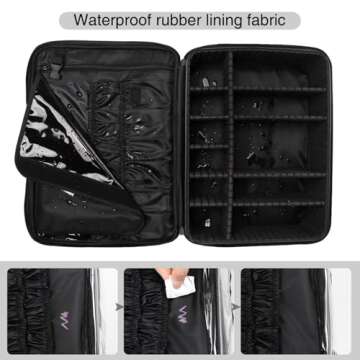 Extra-large Makeup Case, a Must for Double-layer Travel, a Storage Case for Professional Makeup Artists to Put Cosmetics, with Adjustable Partitions and Support