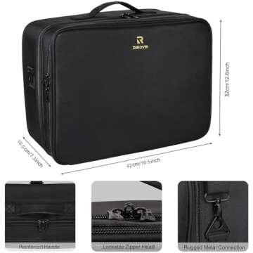 Extra-large Makeup Case, a Must for Double-layer Travel, a Storage Case for Professional Makeup Artists to Put Cosmetics, with Adjustable Partitions and Support