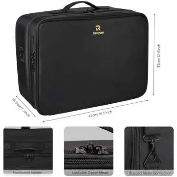 Extra-large Makeup Case, a Must for Double-layer Travel, a Storage Case for Professional Makeup Artists to Put Cosmetics, with Adjustable Partitions and Support
