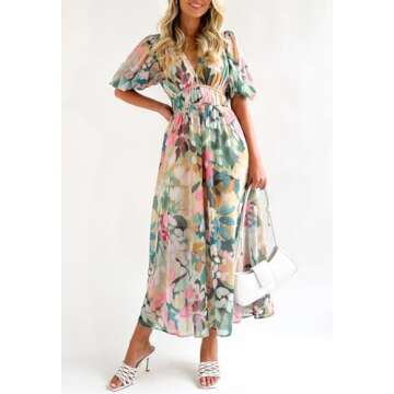 Maxigerui Women's Floral Midi Dress for Summer Events