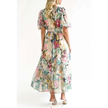 Maxigerui Women's Floral Midi Dress for Summer Events