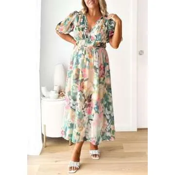 Maxigerui Women's Floral Midi Dress for Summer Events