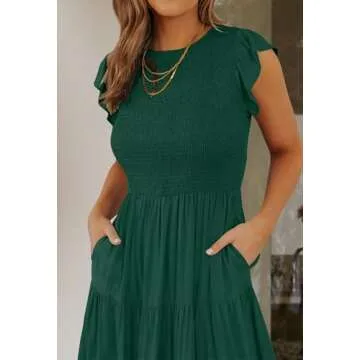 ZESICA Summer Casual Flutter Short Sleeve Midi Dress