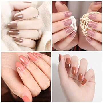 Elite99 Gel Nail Polish Soak Off UV LED Nail Art Lacquer Manicure Kit Nude Color Series Set + Gel Nail Remover Wraps 20pcs