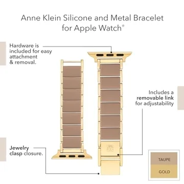 Anne Klein Gold-Tone Silicone Apple Watch Band Elegant Adjustable