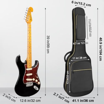 LETSROCK Electric Guitar Bag, Electric Guitar Gig Bag 0.35 Inch Thick Padding Backpack Soft Electric Guitar Bag Dual Adjustable Shoulder Strap Pocket & Back Hanger Loop Black