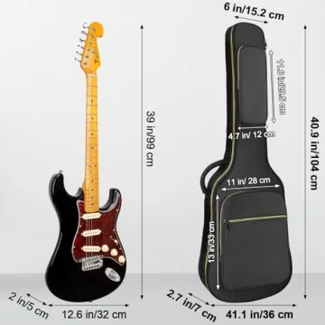 LETSROCK Electric Guitar Bag, Electric Guitar Gig Bag 0.35 Inch Thick Padding Backpack Soft Electric Guitar Bag Dual Adjustable Shoulder Strap Pocket & Back Hanger Loop Black