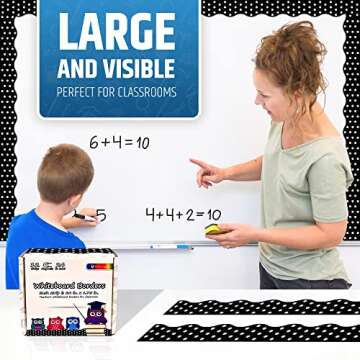 Strong & Wide Magnetic Borders for Classroom Whiteboard - Visible Magnetic Strips for Teachers (4 De...
