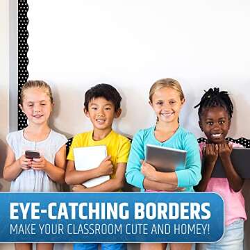 Strong Magnetic Borders for Classrooms - 12 Durable Strips