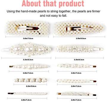 10pcs Pearls Hair Clips for Women Girls, 2020 Fashion Hair barrettes, Hair Clips Pearl for Birthday Valentines Day Gifts Bling Hairpins Headwear Barrette Styling Metal Hair Clip Wedding