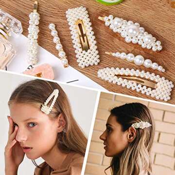 10pcs Pearls Hair Clips for Women Girls, 2020 Fashion Hair barrettes, Hair Clips Pearl for Birthday Valentines Day Gifts Bling Hairpins Headwear Barrette Styling Metal Hair Clip Wedding