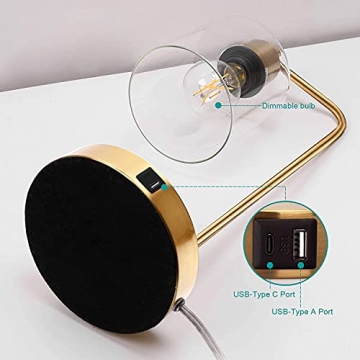 Elegant Gold Industrial Table Lamp with USB Ports for Any Room