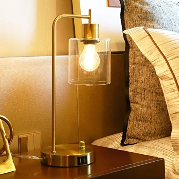 Elegant Gold Industrial Table Lamp with USB Ports for Any Room