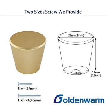 goldenwarm 10 Pack Brass Kitchen Hardware Gold Drawer Knobs Round Cabinet Knobs - LS745GD Brushed Gold Dresser Knobs Solid Cabinet Hardware for Bathroom, Bedroom