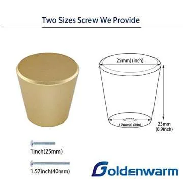 goldenwarm 10 Pack Brass Kitchen Hardware Gold Drawer Knobs Round Cabinet Knobs - LS745GD Brushed Gold Dresser Knobs Solid Cabinet Hardware for Bathroom, Bedroom