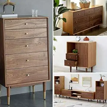 goldenwarm 10 Pack Brass Kitchen Hardware Gold Drawer Knobs Round Cabinet Knobs - LS745GD Brushed Gold Dresser Knobs Solid Cabinet Hardware for Bathroom, Bedroom