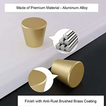 goldenwarm 10 Pack Brass Kitchen Hardware Gold Drawer Knobs Round Cabinet Knobs - LS745GD Brushed Gold Dresser Knobs Solid Cabinet Hardware for Bathroom, Bedroom