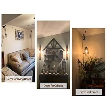 Asnxcju Industrial Plug in Pendant Light Vintage Hanging Cage Pendant Lighting E26 E27 Mini Pendant Light Edison Plug in Light Fixture On/Off Switch 2 Pack