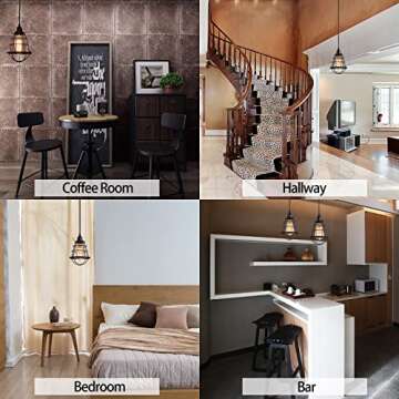 Asnxcju Industrial Plug in Pendant Light Vintage Hanging Cage Pendant Lighting E26 E27 Mini Pendant Light Edison Plug in Light Fixture On/Off Switch 2 Pack