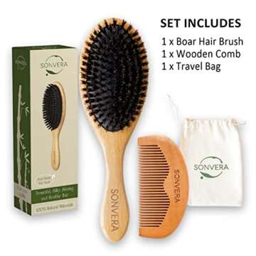 Boar Bristle Hair Brush for Men Natural Hair Brushes for Women Pure Boar Bristle Brush Mens Hair Bru...