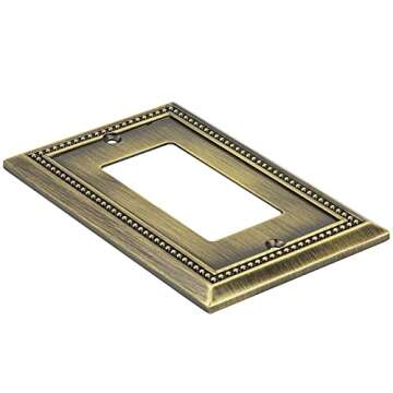 Henne Bery Sunken Pearls Heavy Duty Decorative Wall Plate Switch Plate Outlet Cover (Single Decorator, 3 Pack, Antique Brass)