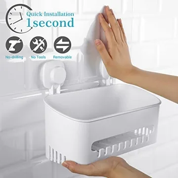 Heavy Duty Suction Cup Shower Caddy No-Drill Organizer