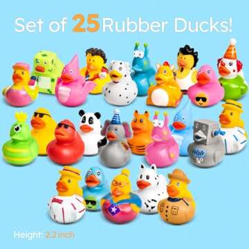 Happy Duckers Rubber Ducks - 25 Piece Bulk Pack for Bath, Pool, Party, Cruise, Jeep Ducking, Decorat...