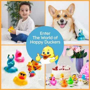 Happy Duckers Rubber Ducks - 25 Piece Bulk Pack for Bath, Pool, Party, Cruise, Jeep Ducking, Decoration & More - Small Assorted Funny Toy Duckies with Gift Box
