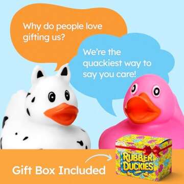 Happy Duckers Rubber Ducks - 25 Piece Bulk Pack for Bath, Pool, Party, Cruise, Jeep Ducking, Decoration & More - Small Assorted Funny Toy Duckies with Gift Box
