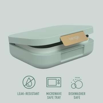 Bentgo Modern - Leak-Resistant Bento Lunch Box For Adults, Teens, & Larger Appetites; Reusable BPA-Free Meal Prep Container with 3 or 4 Compartments, Dishwasher/Microwave Safe; 44oz (Mint Green)