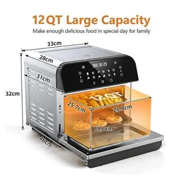 WHALL Air Fryer, 5.5QT Air Fryer Oven with LED Digital Touchscreen, 12-in-1 Cooking Functions Air fryers, Dishwasher-Safe Basket, Stainless Steel/BS