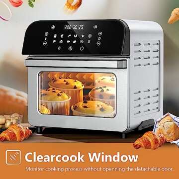 WHALL Air Fryer, 5.5QT Air Fryer Oven with LED Digital Touchscreen, 12-in-1 Cooking Functions Air fryers, Dishwasher-Safe Basket, Stainless Steel/BS