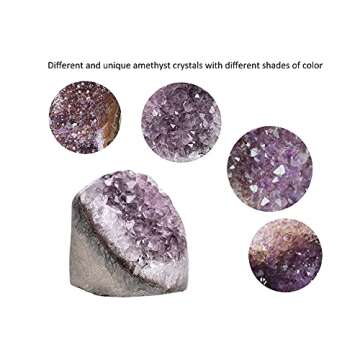 AMOYSTONE Natural Amethyst Quartz Cluster 1-2 LBS Crystal Stone Purple Polished Irregular D Grade for Office Home Decoration