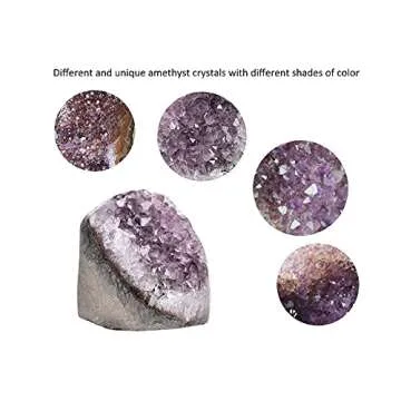 AMOYSTONE Natural Amethyst Quartz Cluster 1-2 LBS Crystal Stone Purple Polished Irregular D Grade for Office Home Decoration