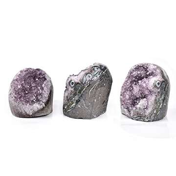 AMOYSTONE Natural Amethyst Quartz Cluster 1-2 LBS Crystal Stone Purple Polished Irregular D Grade for Office Home Decoration