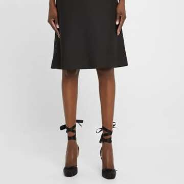 Riekhany Satin Ballet Heels for Women Closed Square Toe Bow Ballerina Heels Lace Up High Heel Slingb...