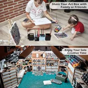 KRYDRUFI Portable All-in-One Modular Painting Station with Paint Brush Cleaner and Holders,Wet Paint Palette Tray with Lid for Miniature Painting and Acrylic Paints - Standard Set