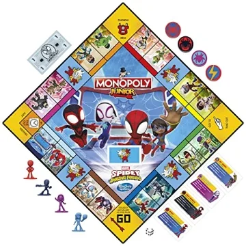 Hasbro Gaming Monopoly Junior: Marvel Spidey and His Amazing Friends Edition Board Game for Kids Ages 5+, with Artwork from The Animated Series, Kids Board Games