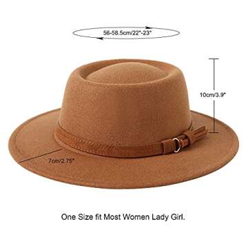 Lanzom Women Wide Brim Wool Fedora Hat with Adjustable Fit and Stylish Design